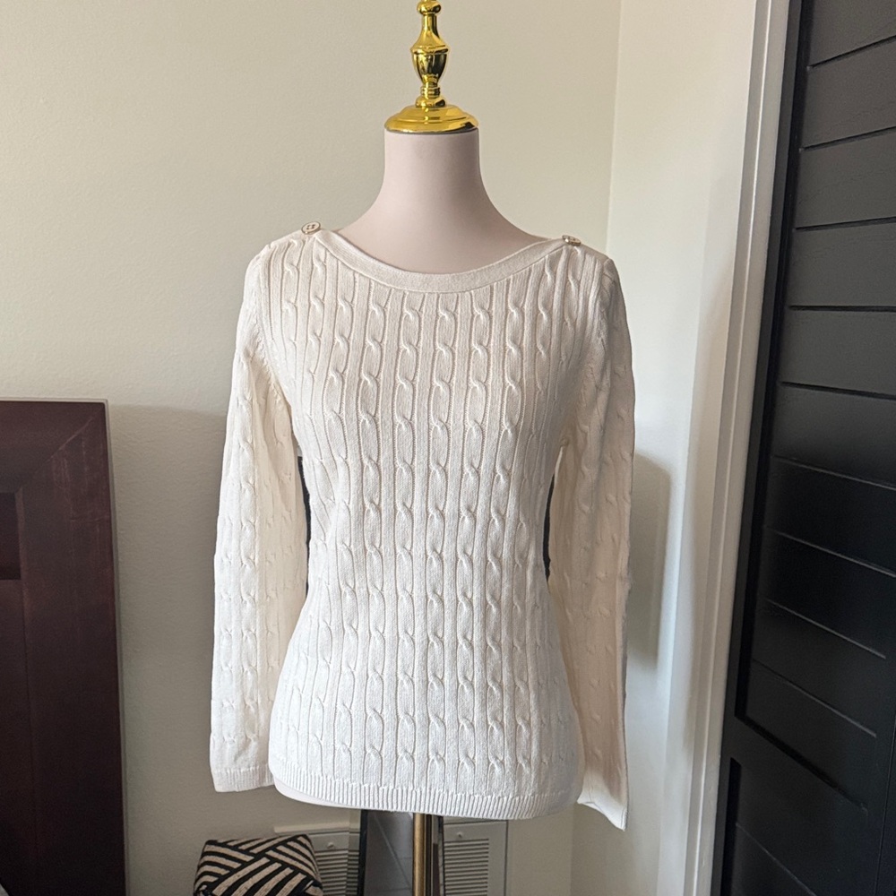 Talbots Cream Cable Knit Sweater